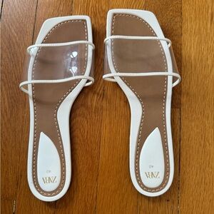 Zara Clear & White Minimalist Sandals